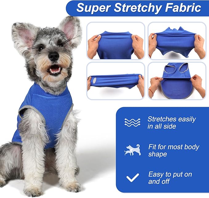 cyeollo 2 Pack Fleece Dog Sweater Pullover Dog Sweatshirt Reflective Lightweight Sweaters Warm Clothes for Medium Dogs Boy Girl Pet Apparel, Blue & Mist Blue XXL