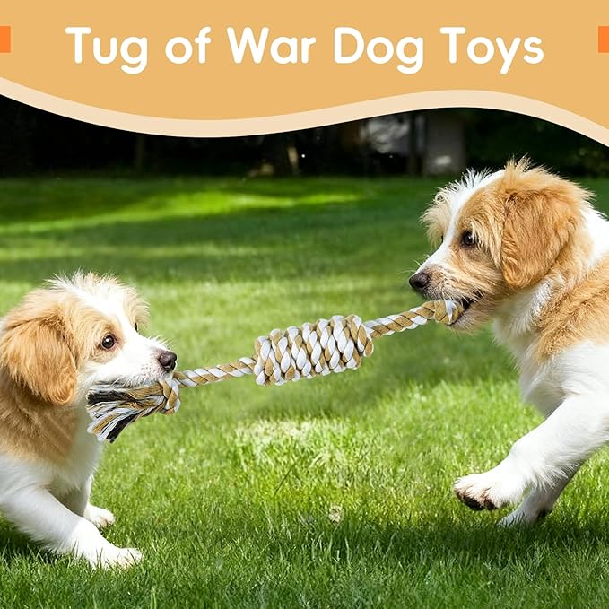 wodoca [4 Pack] Dog Rope Toys, Puppy Teething Duty Cotton Knot Chew Rope for Small Medium Dogs, Interactive Tug of War Dog Toys for Boredom, Teeth Cleaning