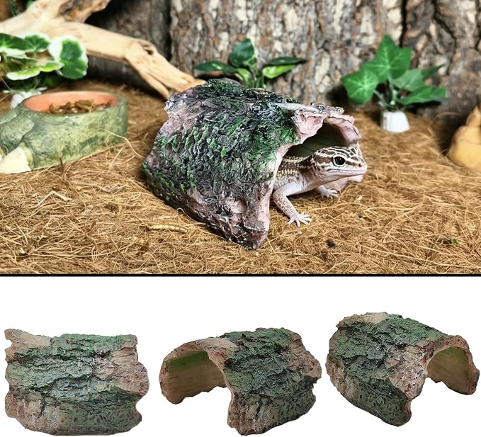 Tfwadmx Betta Log 2 Pack Resin Hollow Tree Trunk Ornament Reptile Hideout Aquarium Cave Ornament Terrarium Tank Decoration for Fish Shrimp or Small Reptile Turtle Tarantula Spider Hermit Crab