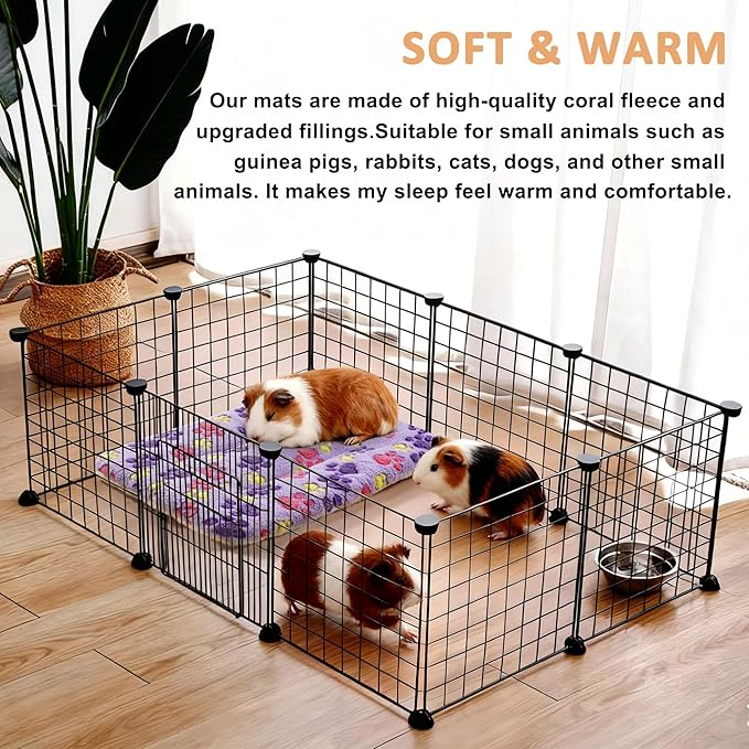 3 Pcs Guinea Pig Beds Soft Bunny Mats Washable Rabbit Bed Guinea Pig Plush Cage Liners Warm Small Animal Bed Mattres Fleece Sleeping Pad for Indoor Hamster Rat Squirrel Hedgehog Chinchilla Ferret