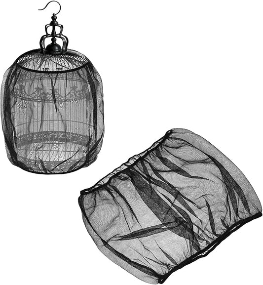 Bird Cage Seed Catcher, Bird Cage Net Cover Seeds Guard, Universal Birdcage Accessories, Black, Circumference 59.1"-70.9", Height 21.7" for Parrot Cockatiel Enclosures