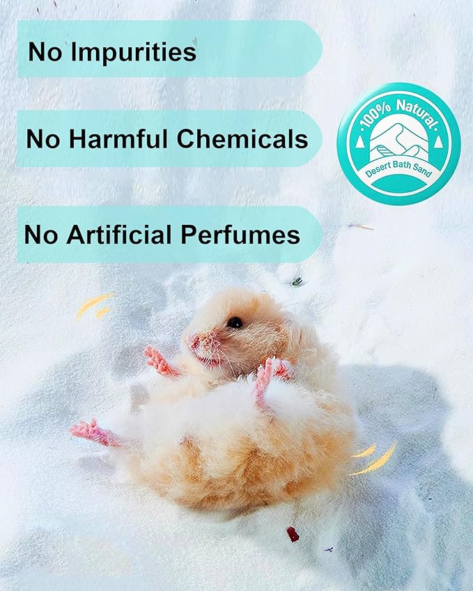 Meow&Woof Hamster Sand Bath Container, Large Sandbox Toilet Gerbil Batheoom Hamster Sand, 2.2LBS Chinchilla Dust Bathing, 100% Natural Sands for Hamsters Bath (Flower Smell)