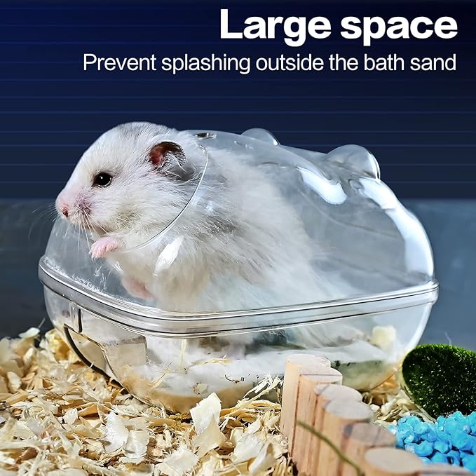 lazYYzal Hamster Bathtub,Hamster Bathroom,Small Animal Habitat Décor,Sand Bath Container Transparent Beds,Hamster Bed,Ice Bathtub,Sleep Pad Nest,Sand Bath Box for Small Pet Animals Cage Accessories（L）