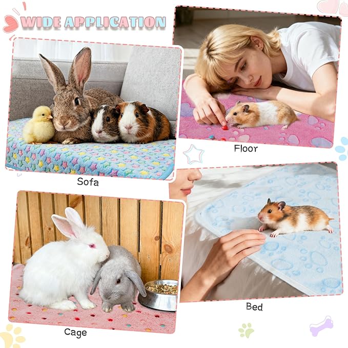 8 Pack Guinea Pig Cage Liner, Washable Guinea Pig Fleece Blankets Bedding Accessories, Flannel Throw Warm Sleep Mat, Pet Pee Pads for Small Animal Hamster Rabbit Puppy Cat (Light Color, 26x14 Inch)