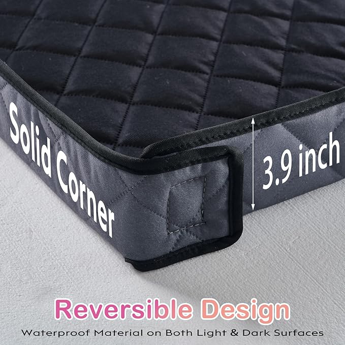 FunFurry Quilted Guinea Pig Cage Liner, Reversible & Absorbent Bottom Base, Cage Liners for Small Animals, Hamster Chinchilla Hedgehog Ferret Rabbit. (Dark Grey-Quilted, 24" X 60")