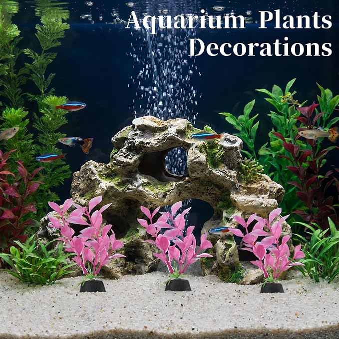 3 Pcs Small Aquarium Plants for Betta Fish Tank, 4 Inch Aquatic Water Grass Decoration Pink Betta Hammock Plant Small Fish Tank Decor Aquarium Plants Decorations