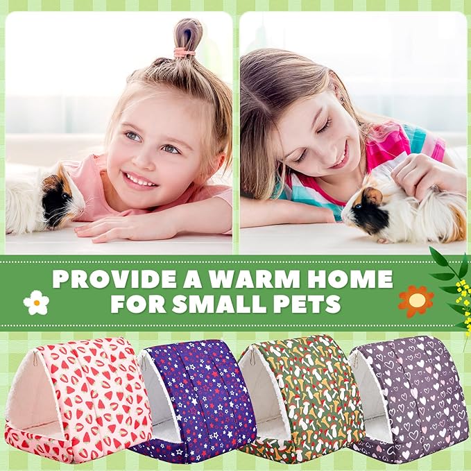 Cinnvoice 4 Pcs Guinea Pig Hideout, Guinea Pig Bed Tunnel, Rabbit Washable Small House Cage Accessories for Bunny Hedgehog Mouse Chinchillas Hamsters Ferrets Bearded Dragons Rats (Classic,9.8 in)