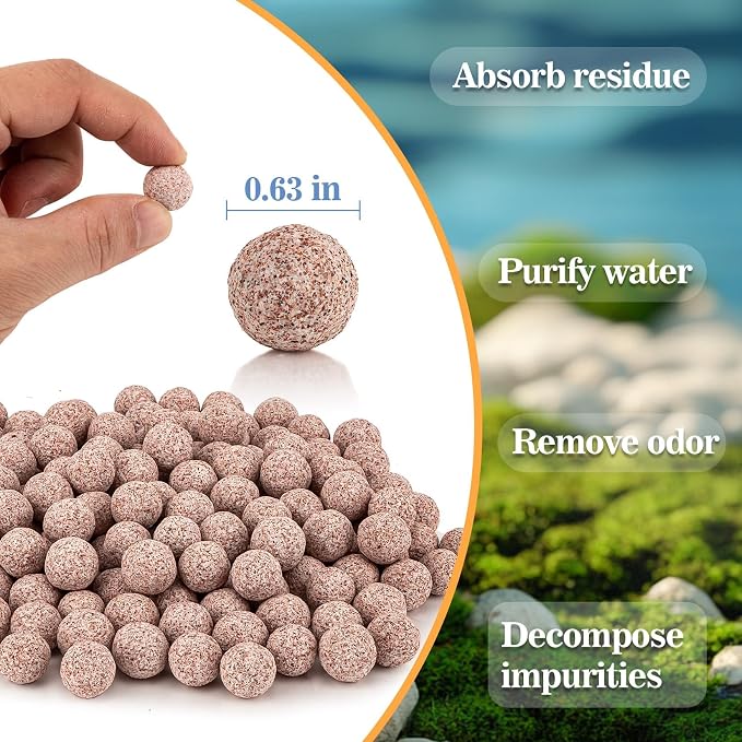 Sukh 15oz Ceramic Bio Balls - Aquarium Fish Tank Filter Media for Sump Pond | Nano-Tech Bio-Spheres Filter Biomedia Balls for Canister Koi Ponds, Freshwater Sump Filters, Replacement Material Supplies