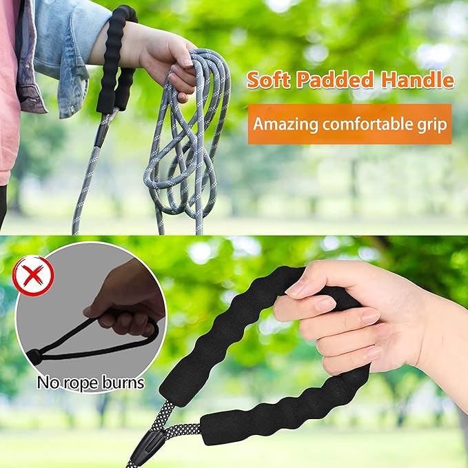 NTR Long Dog Leash, 30FT Check Cord with Swivel Lockable Hook and Comfortable Padded Handle for Pink Leash for Small Medium and Large Dogs Walking Training Hiking Camping Playing