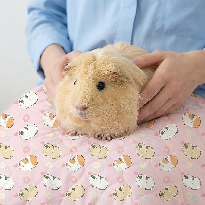 Guinea Pig Cage Liners, 59x31in 2 Pack Washable Guinea Pig Bedding, Waterproof Reusable & Anti Slip, Super Absorbent Guinea Pig Pee Pad for Small Animal, Rabbit, Bunny, Fit for C&C Cage, Pink
