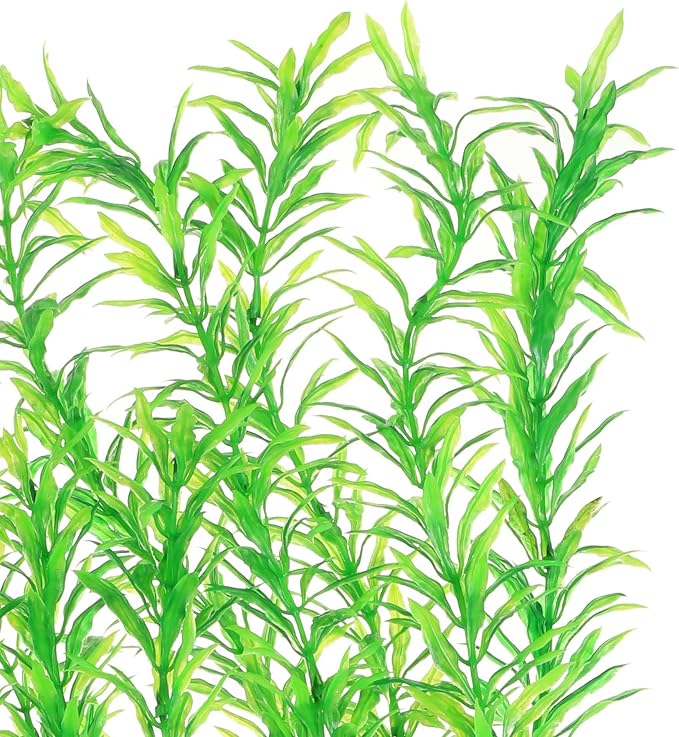Aquarium Decor Plastic Plants Extra Large 21 Inches Artificial Plants | Fish Tank Plants Tall Fish Tank Decorations (Green 2pcs)