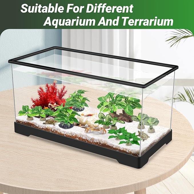 GOZILLA Silk Fish Tank Plants,Reptile Artificial Plant,Reptile Plants for Terrarium,Aquarium Decorations Accessories Set,Resin Driftwood Artificial Silk Aquarium Plant for Fish Tank.(11PCS/A-Set)