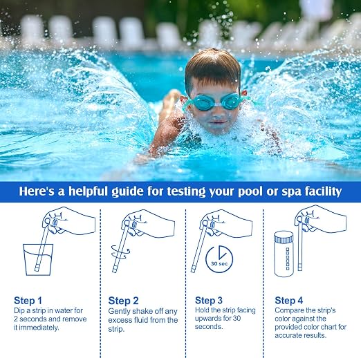 Pool Test Strips 7-in-1 (150Pcs)| Hot Tub Test Strips for Swimming Pool & Spa | Pool Water Testing Kit for Chlorine, Bromine, Ph, Hardness, More - All in 1 Swimming Pool Test Strips