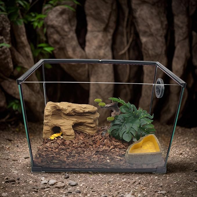Reptile Hide Shale Scape Step Ledge Backdrop, Reptile Corner Rock Basking Platform Cave Hideout Tank Accessories Decorations, Great for Reptiles, Amphibians, Leopard Gecko, Snake, Frogs, Turtle