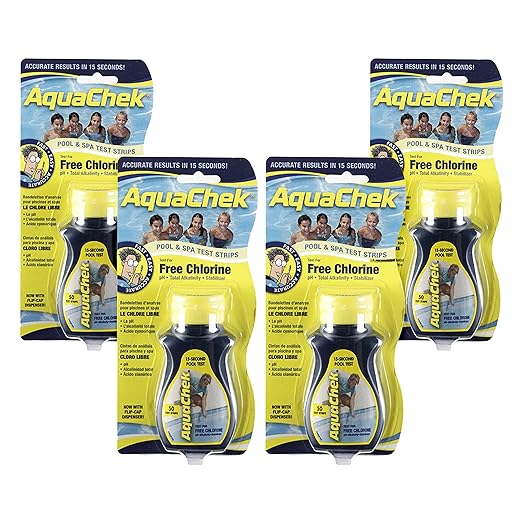 AquaChek 511244-04 Free Chlorine Swimming Pool Test Strips, 4-Pack