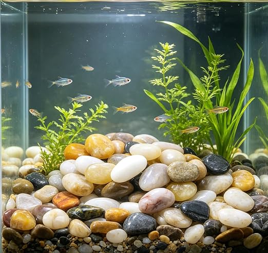 SIDONG 20 LB Mixed River Rocks, 0.3-0.5 Inches High Polished Pebbles for Indoor Plants, Aquarium Rocks Used in Fish Tank, Decorative Stones for Plants, Vases, Home Décor, Crafting, Garden Landscaping