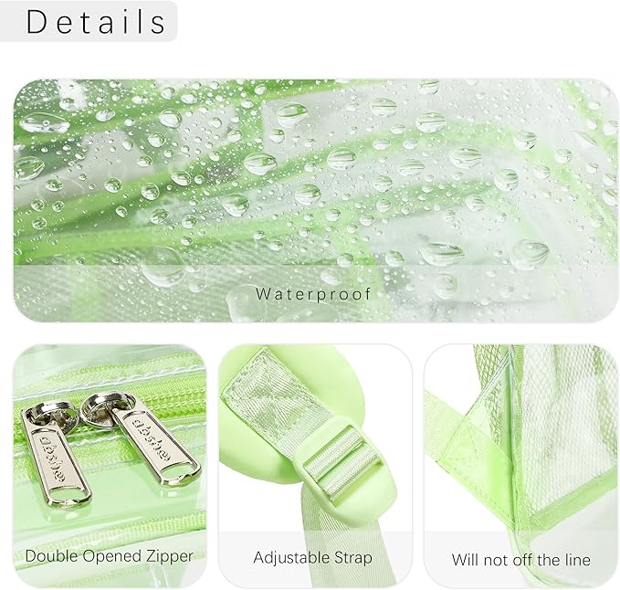 abshoo Large Clear Backpack For Girls Women School Bookbag Heavy Duty Transparent Backpack (Green)