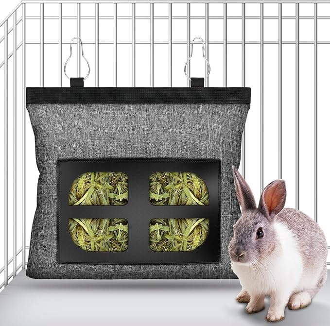Rabbit Hay Feeder Bag Guinea Pig Hanging Hay Feeding Bag Storage Dispenser for Chinchilla Hamster Bunny Small Animal Pet