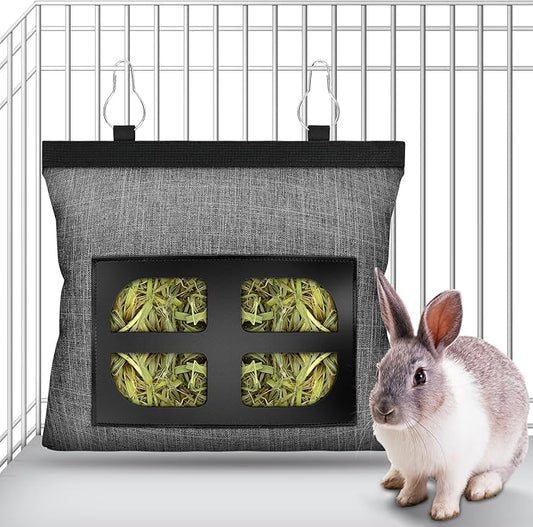 Rabbit Hay Feeder Bag Guinea Pig Hanging Hay Feeding Bag Storage Dispenser for Chinchilla Hamster Bunny Small Animal Pet