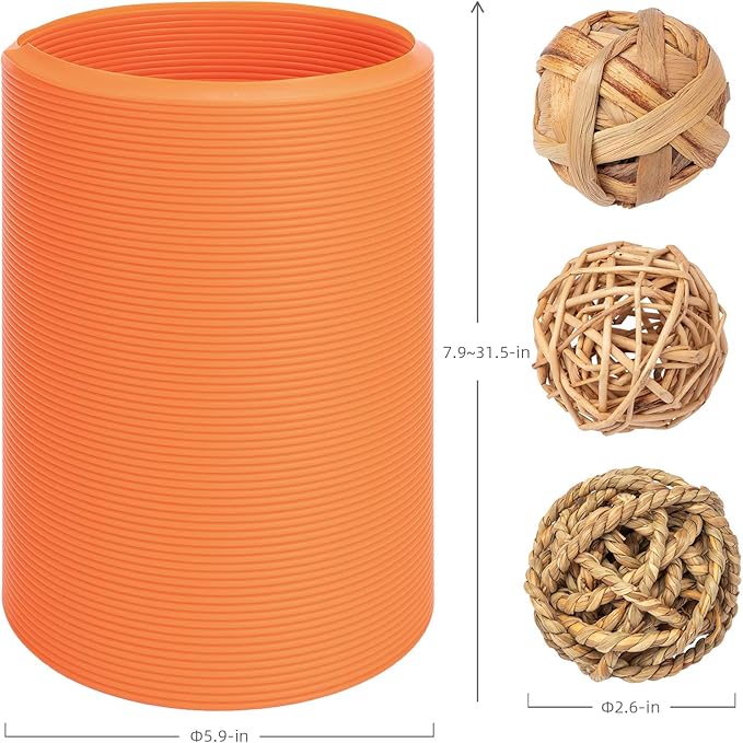 Niteangel Fun Tunnel with 3 Pack Play Balls for Guinea Pigs, Chinchillas, Rats and Dwarf Rabbits (Orange)