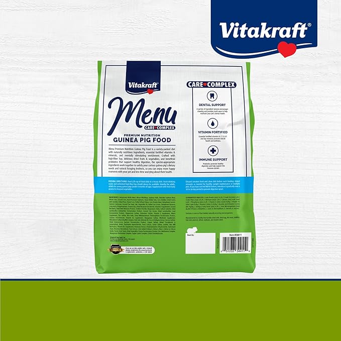 Vitakraft Menu Premium Guinea Pig Food - Alfalfa Pellets Blend - Vitamin and Mineral Fortified