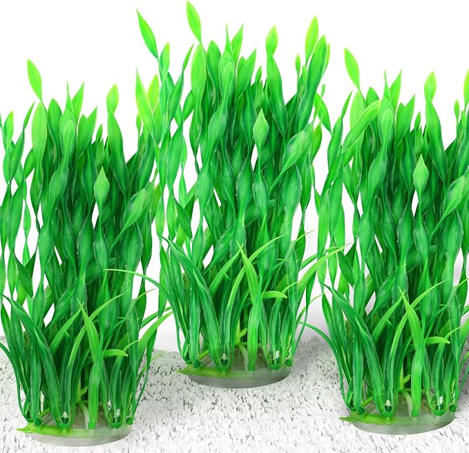 QUOZUO Fish Tank Decorations Seaweed Large Plants, Green Artificial Plants for Aquarium, Fish Tank Accessories, Aquarium Decor Plastic Plants 3pcs