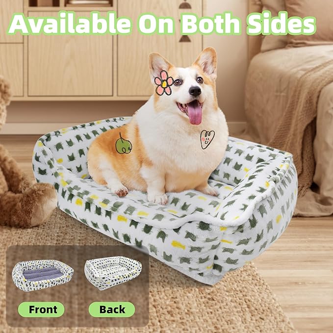 AIWIKIDE Dog Sofa Bed, Anti-Anxiety Bed for Dog, Rectangle Washable Bed with Grey Mattress, Large …