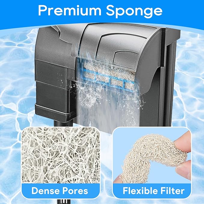 12PCS Ammonia Reducer Filter Pads Compatible with Aqueon Quietflow 30 & 50, Sponge Filters for Aqueon Replacement Filter Cartridges Large, LED PRO Aquarium Fish Tank Power Filter
