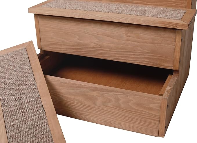 Zoovilla PTR0082212010 Yorkshire Dog Step with Storage, Natural Wood, 15.55″D x 17.50″W x 14.76″H