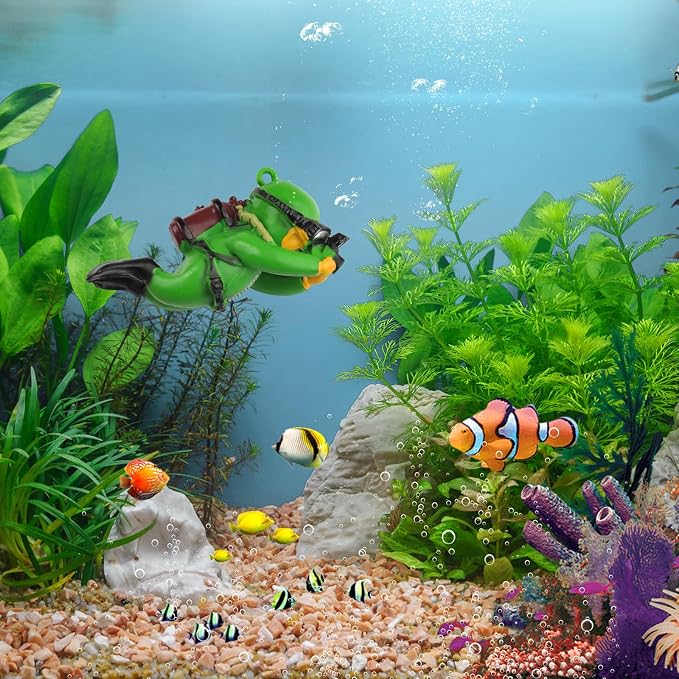 onesimcr Floating Fish Tank Decorations, Aquarium Decorations, Lovely Diver Fish Tank Decorations, Floating Device Fish Tank Accessories，Suitable for All Kinds of Fish Tanks(Dark Green)…