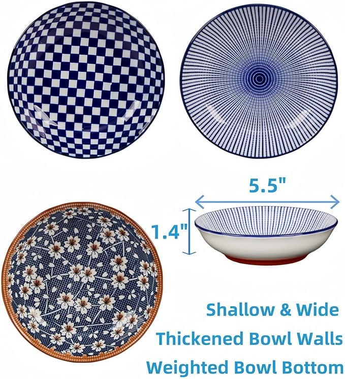 3 Pack Non-Slip Cat Bowl, No Spill Ceramic Cat Food Bowls, 5.5" Whisker Friendly Cats Dish Set for Indoor Cats, Shallow Wide Kitten Dishes for Food, Boho Kitten Bowls with Silicone Bottom