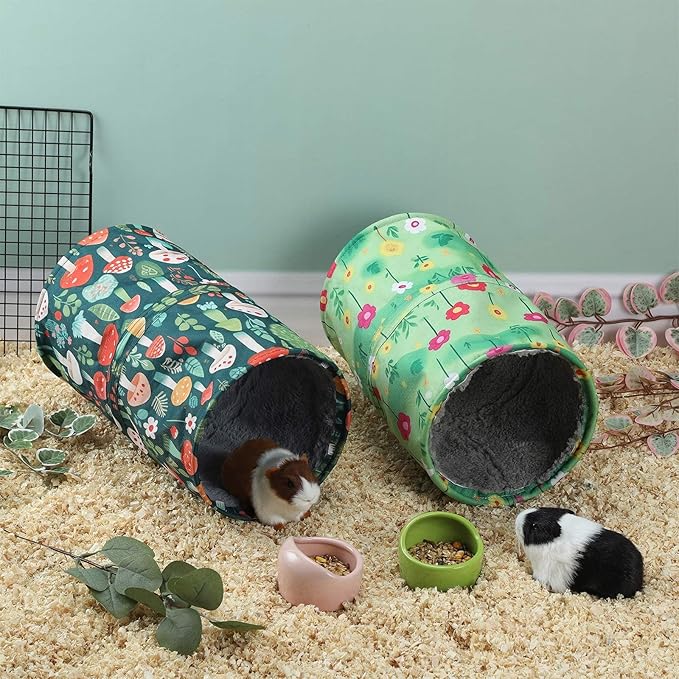 IBWell Cute Floral Guinea Pig Hideout Tunnel Bunny Tunnel Guinea Pig Tunnels and Tubes Hamster Tunnel Soft Tunnel