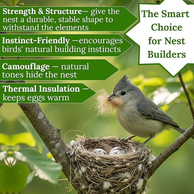 Bird Nesting Material - Hummingbird Nesting Material - Mixing Parakeet Nesting Material - Nesting Bedding for Finches Canary Wild Birds Ideal for Cage Gardens Tree Trunks - Bird Nest Supplies 3.6 oz