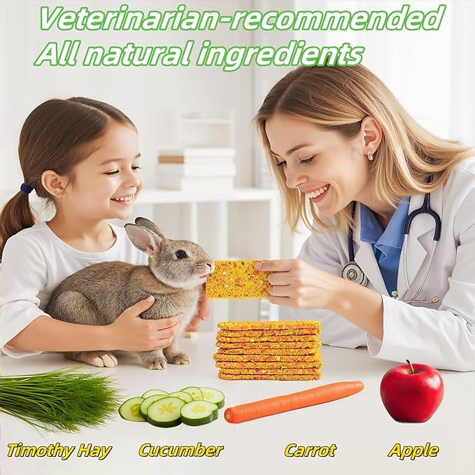 Rabbit Toys 10pcs 2 in 1 Bunny Crisp Treat Guinea Pig Chew Snack for Cleaning Teeth Enrichment Timothy Hay Chips Hamsters Molar Food for Chinchilla Gerbil Rat Indoor Dental Care Boredom (4+6)
