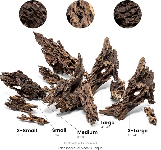 Ultum Nature Systems Driftwood - Dragon Drift Wood for Fish Tank, Planted Tank, Terriarium, Paludarium - Versatile Natural Driftwood Decor, Events Wood Centerpiece - Dragon Wood, Medium (11-16")