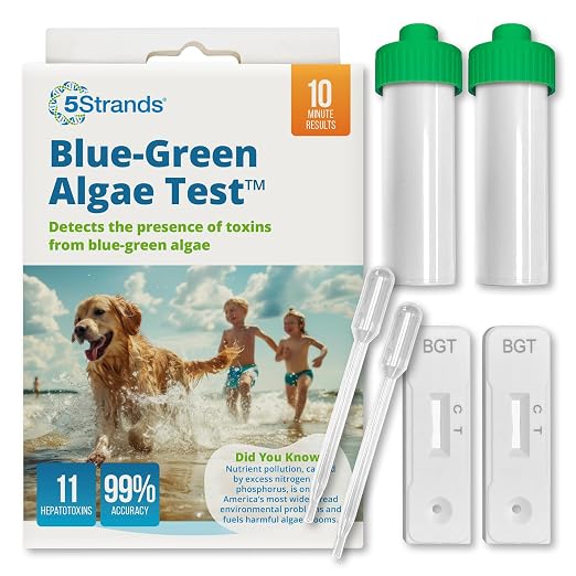 5Strands Blue-Green Algae Water Test Kit for Lakes & Ponds, 2 Pack | On-Site Water Test to Detect Dangerous Blue-Green Algae Toxins in Lakes & Ponds. Results in 10 minutes. Keep Your Family Safe
