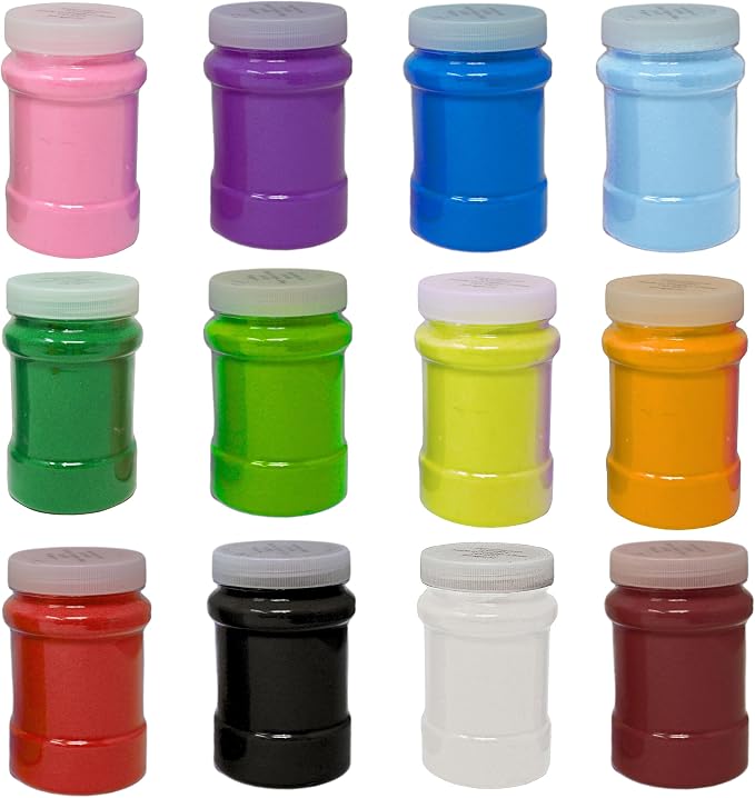 16.5 Lb (12 Pack) Colored Sand for Crafts, 22 oz Each,12 Sand Art Colors Non-Toxic Craft Sand Colored with Storage Container, Non Toxic Spring Summer Teachers Classroom Supplies Tool Sands for Kids