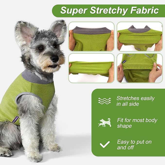 cyeollo 2 Pack Dog Sweater Fleece Vest Dog Sweatshirt Reflective Lightweight Pet Clothes for Large Dogs Boy Girl Pet Apparel, Grass Green & Grey XXXL