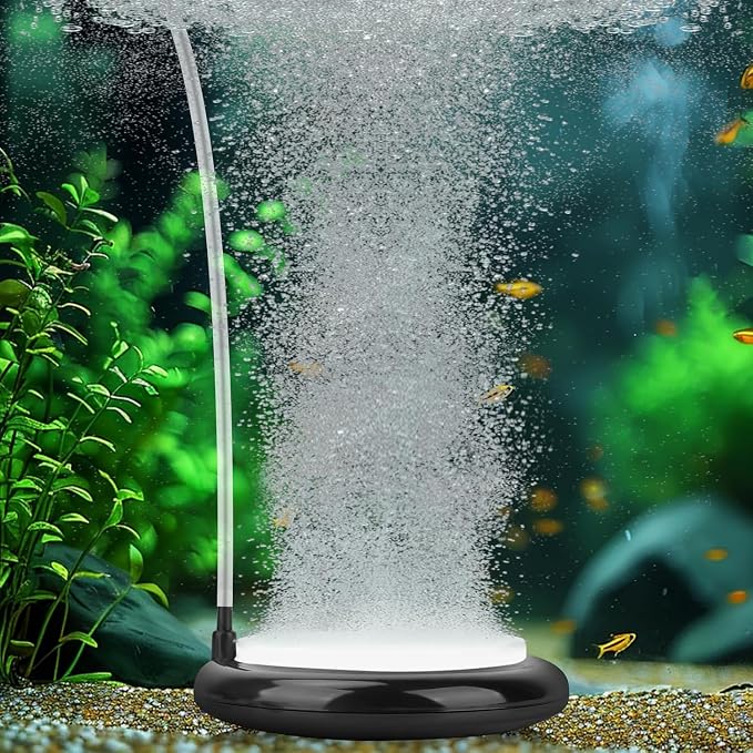 hygger Aquarium Air Stone Kit, Fish Tank Bubbler, Nano Furnace Flue Round Air Stone Disk Set for Hydroponics, Small Bubbles, Ultra-High Dissolved Oxygen Diffuser (4 Inch)
