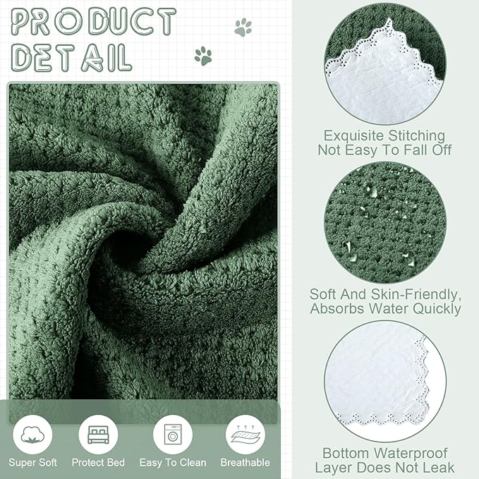 VitalCozy 10 Pcs Guinea Pig Cage Liners Washable Rat Bedding for Guinea Pigs Controlling Absorbent Waterproof Pee Pads Blanket for Rabbits Hamster Small Animal Chinchilla(Grid,12x12 Inch,Dark Geen)