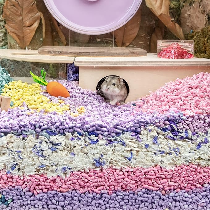 Niteangel Hamster Paper Pellets Bedding 1.8LB / 850g Small Aninam Bedding for Syrian Dwarf Hamsters Gerbils Mice Mouse Lemming Degus or Other Small-Sized Pets (Purple)