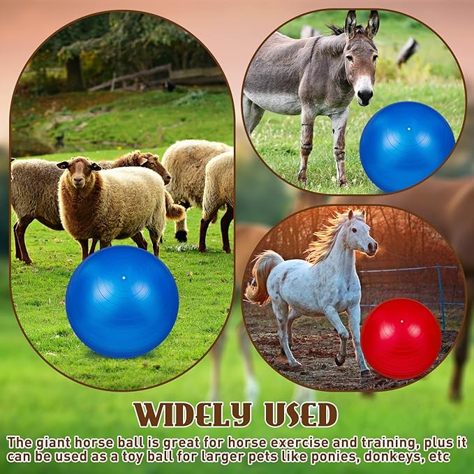 Sotiff 2 Pcs 30 Inch Large Horse Ball for Play Herding Horse Ball for Anti Burst Soccer Toys, Pump Included