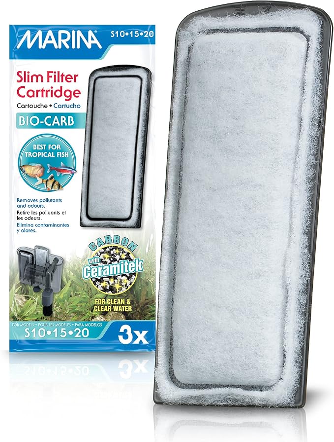 Marina Slim Filter Carbon Plus Ceramic Cartridge, (3 Pack) , 3 Cartridges each, White | 3 Cartridges Each