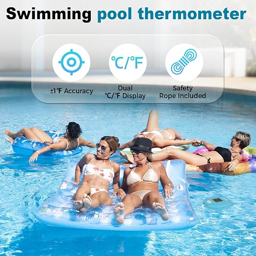 2026 Newly Wireless Pool Thermometer, Digital Water Temperature Tester with LCD Display for Swimming Pools, Spas, Hot Tubs & Aquariums (Blue)