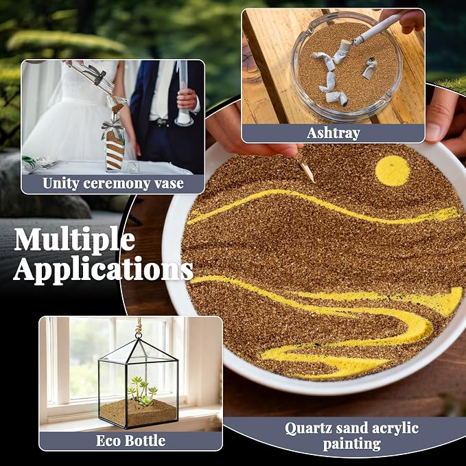 RAINFLOW 15oz Fine Brown Sand - Quartz Sand for Crafts & Decor | Decorative Sand for Aquarium Tank, Wedding Unity Ceremony, Zen Garden, Vase Filler & Incense Burner & Substrate