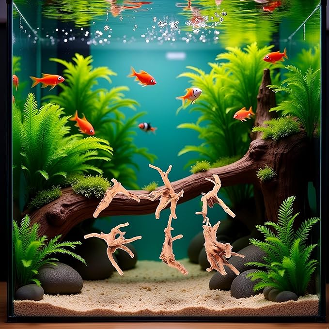 1 Pc Natural Aquarium Driftwood Branches Wood Aquarium Trunk Driftwood Tree Fish Tank Log Decoration Plant Stump, Aquarium Décor Thematic Ornaments Assorted (8-10cm)