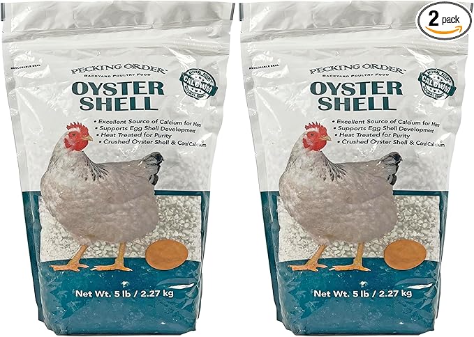 Pecking Order Oyster Shell, Calcium Supplement, Laying Hens | Strong Egg Shells | 5 LB | Pack of 2