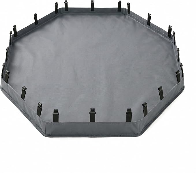 PJYuCien Octagonal Playpen Bottom Pad for 24" Side Metal Pet Pen, Waterproof 600D Oxford with Raised Edges & Snap Hooks, Washable for Puppy Small Animals, Grey