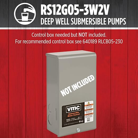 Red Lion RS12G05-3W2V Submersible Well Pump, 1/2 HP, 3-Wire, 230V, 12 GPM | Fits 4" wells, Dependable performance for depths to 120', Steel case/ steel discharge, Control Box Sold Separately, 14942377