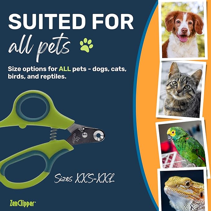 Zen Clipper Pet Nail Clipper for Cats – Cat Nail Clipper for Safer Cat Grooming and Nail Care - Clean, Quiet, and Easy-to-Use Stainless Steel Cat Claw Trimmer - (2mm Hole)
